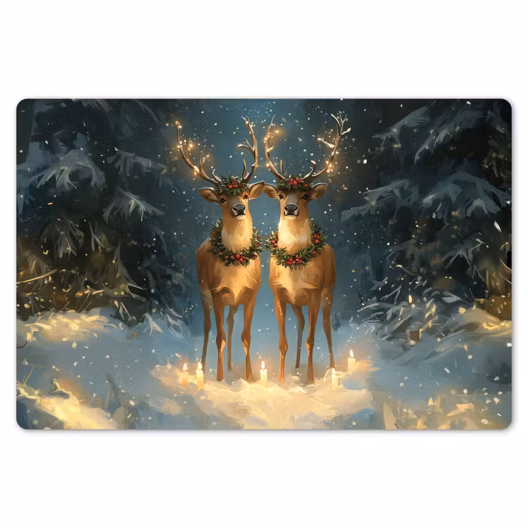 Placemat - 6 stuks - Dennensprookje - Rendier - Nacht — 7