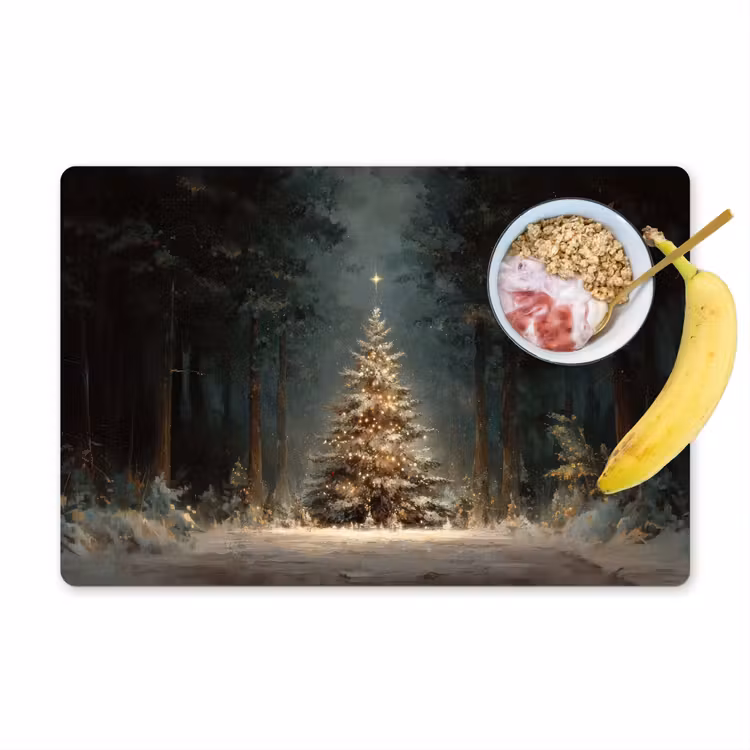 Placemat - 6 stuks - Kerstboom - Bos - Sneeuw - meerkleurig — 1