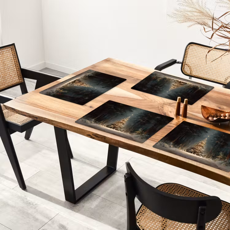 Placemat - 6 stuks - Kerstboom - Bos - Sneeuw - meerkleurig — 5