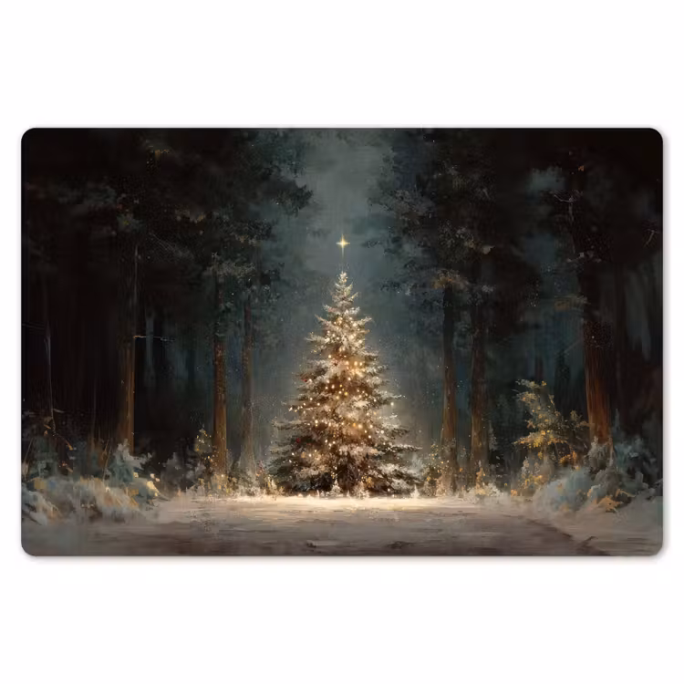 Placemat - 6 stuks - Kerstboom - Bos - Sneeuw - meerkleurig — 7