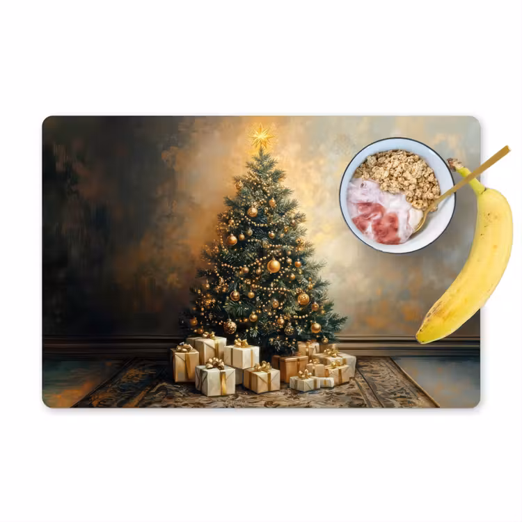 Placemat - 6 stuks - Kerstboom - Cadeaus - Goud — 1