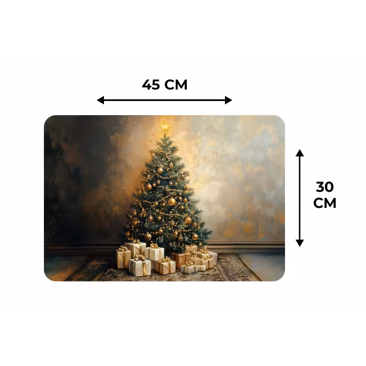 Placemat - 6 stuks - Kerstboom - Cadeaus - Goud — 3