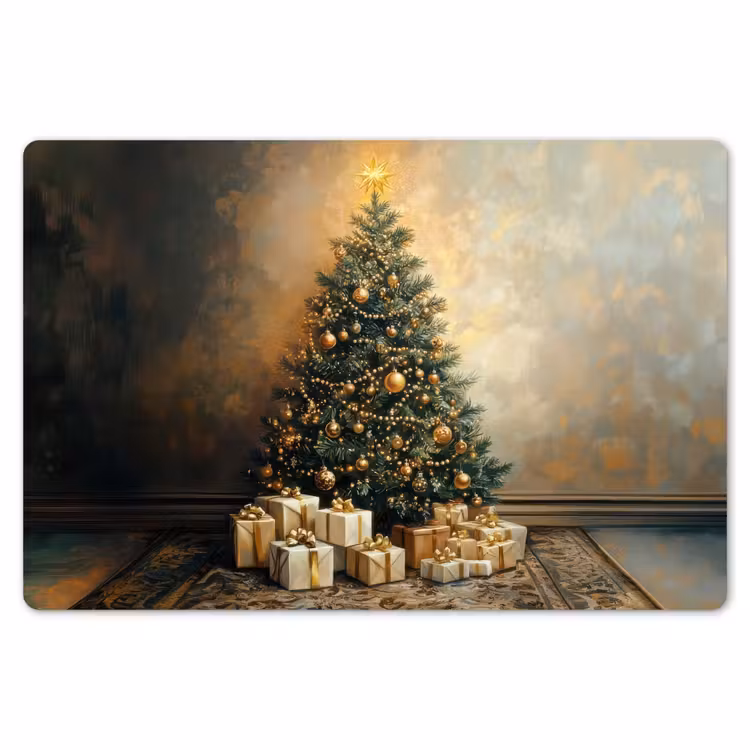 Placemat - 6 stuks - Kerstboom - Cadeaus - Goud — 7