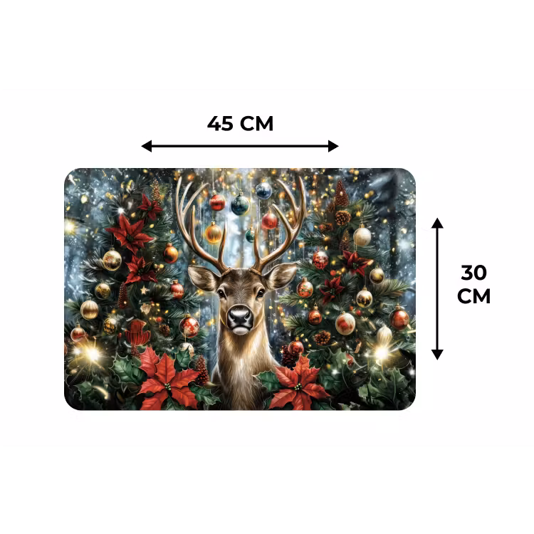 Placemat - 6 stuks - Kerstfeest - Dennenbos - Rood — 3