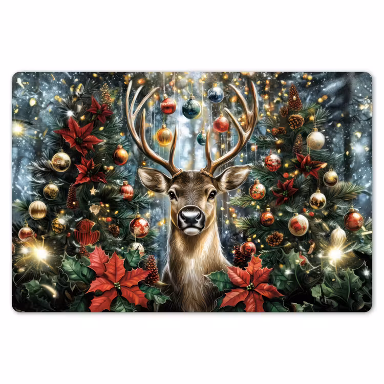 Placemat - 6 stuks - Kerstfeest - Dennenbos - Rood — 7