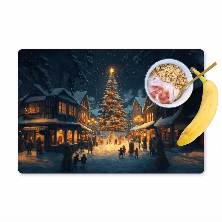 Placemat - 6 stuks - Kerstfeest - Dorp - Donker — 1