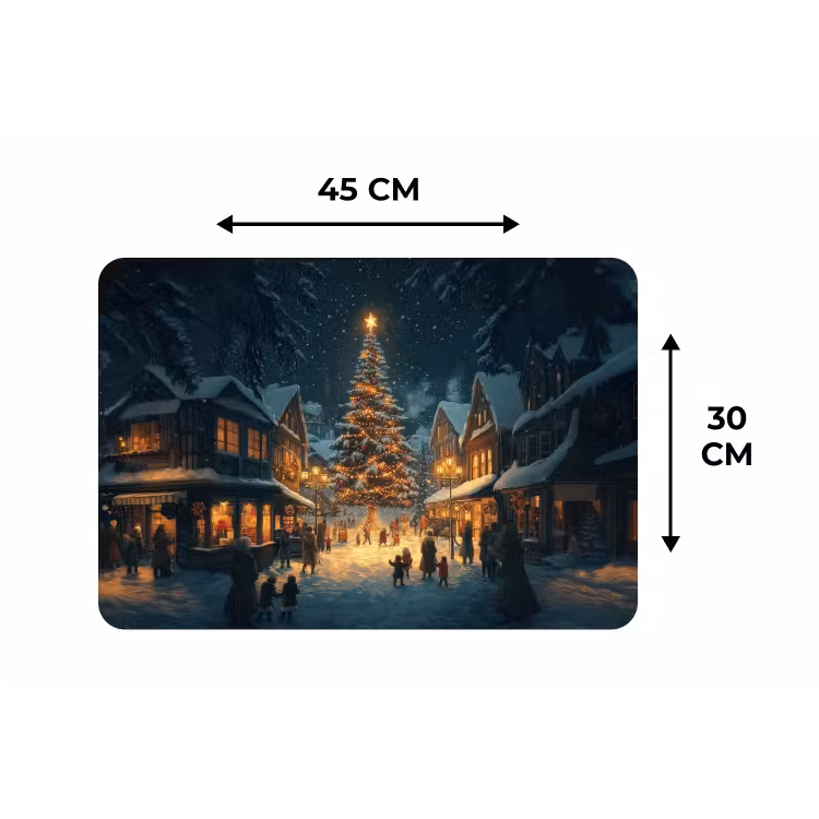 Placemat - 6 stuks - Kerstfeest - Dorp - Donker — 3