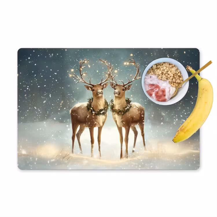 Placemat - 6 stuks - Kerstmagie - Winterwoud - Rendier — 1