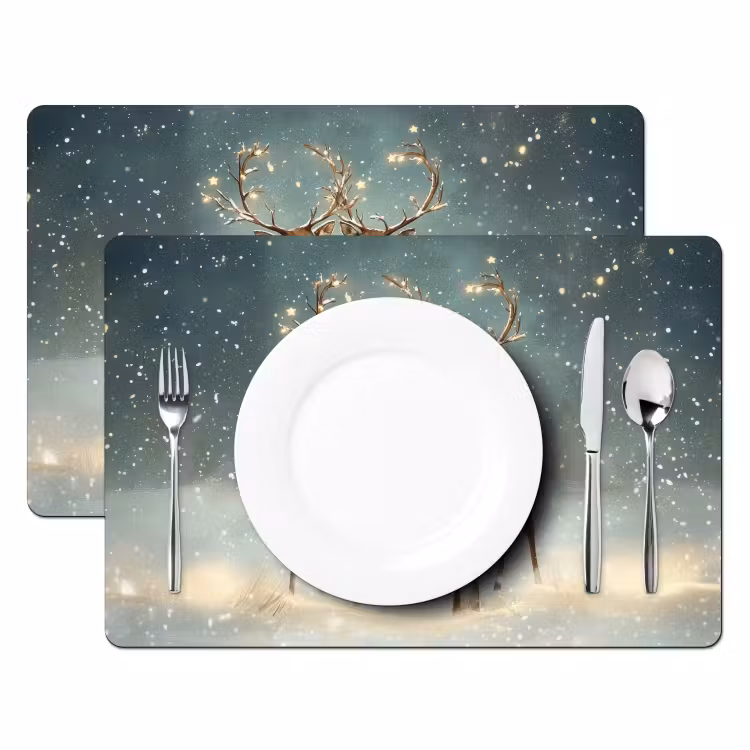 Placemat - 6 stuks - Kerstmagie - Winterwoud - Rendier — 2