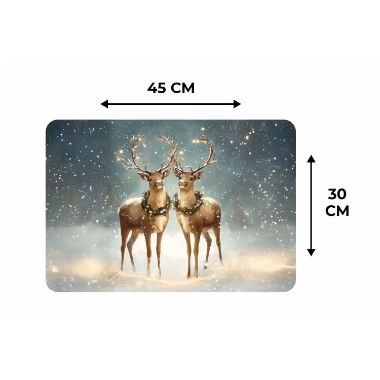 Placemat - 6 stuks - Kerstmagie - Winterwoud - Rendier — 3