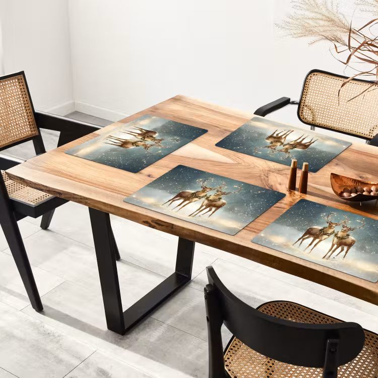 Placemat - 6 stuks - Kerstmagie - Winterwoud - Rendier — 5