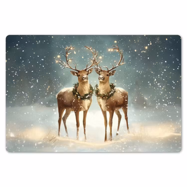 Placemat - 6 stuks - Kerstmagie - Winterwoud - Rendier — 7