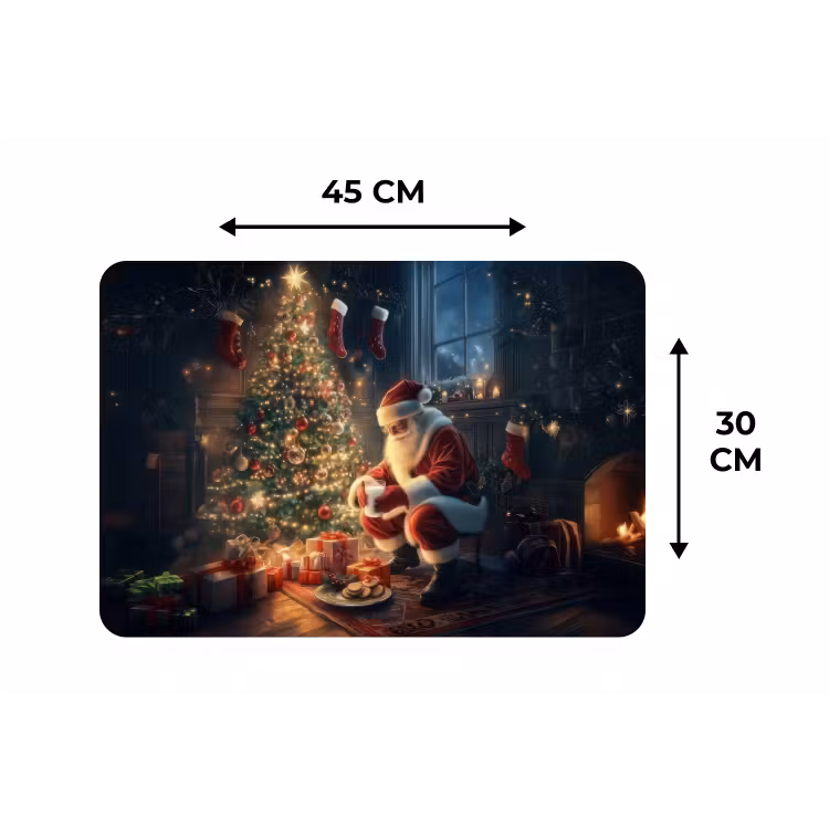 Placemat - 6 stuks - Kerstman - Haard - Donker — 3