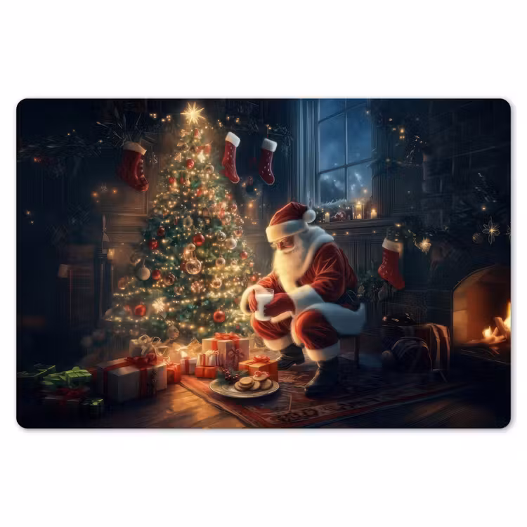 Placemat - 6 stuks - Kerstman - Haard - Donker — 7