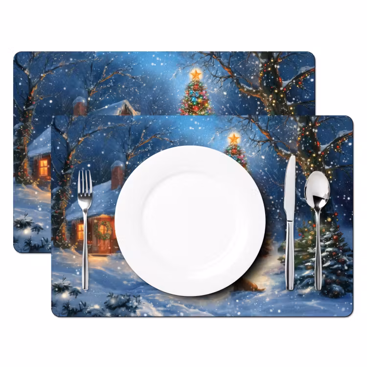 Placemat - 6 stuks - Kerstwonder - Winteravond - Kleurrijk — 2