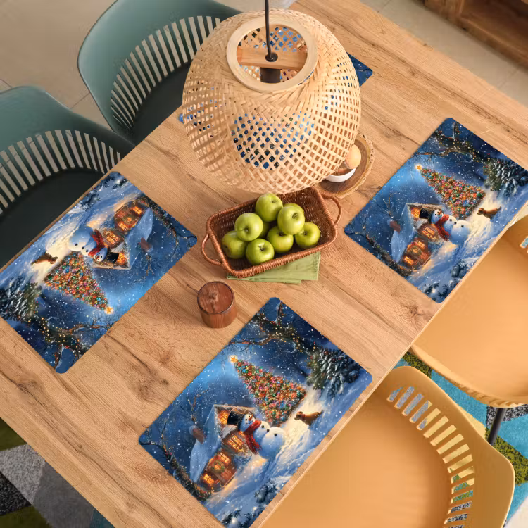 Placemat - 6 stuks - Kerstwonder - Winteravond - Kleurrijk — 6