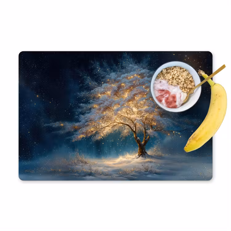 Placemat - 6 stuks - Levensboom - Nacht - Donker - Blauw — 1
