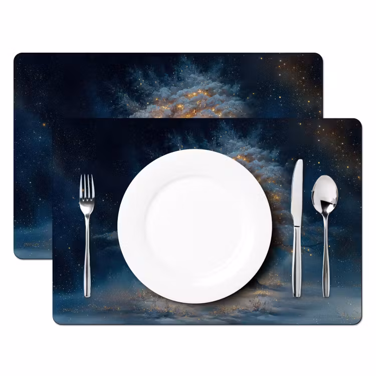 Placemat - 6 stuks - Levensboom - Nacht - Donker - Blauw — 2