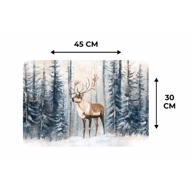 Placemat - 6 stuks - Rendier - Sneeuw - Woud - Wit — 3