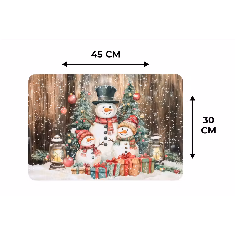 Placemat - 6 stuks - Sneeuwpop - Familie - Kleurrijk — 3