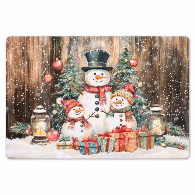 Placemat - 6 stuks - Sneeuwpop - Familie - Kleurrijk — 7