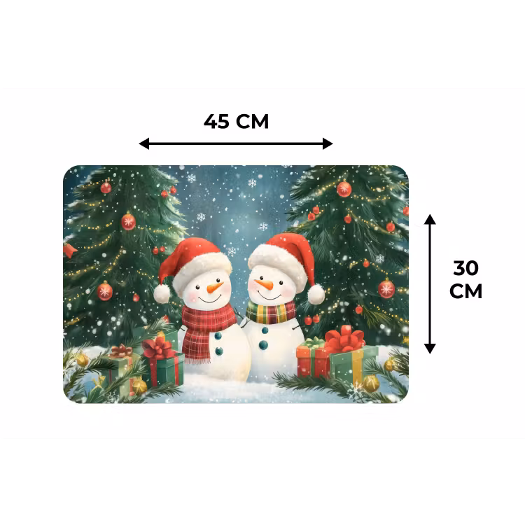 Placemat - 6 stuks - Sneeuwpop - Kerstsneeuw - Groen - Rood — 3