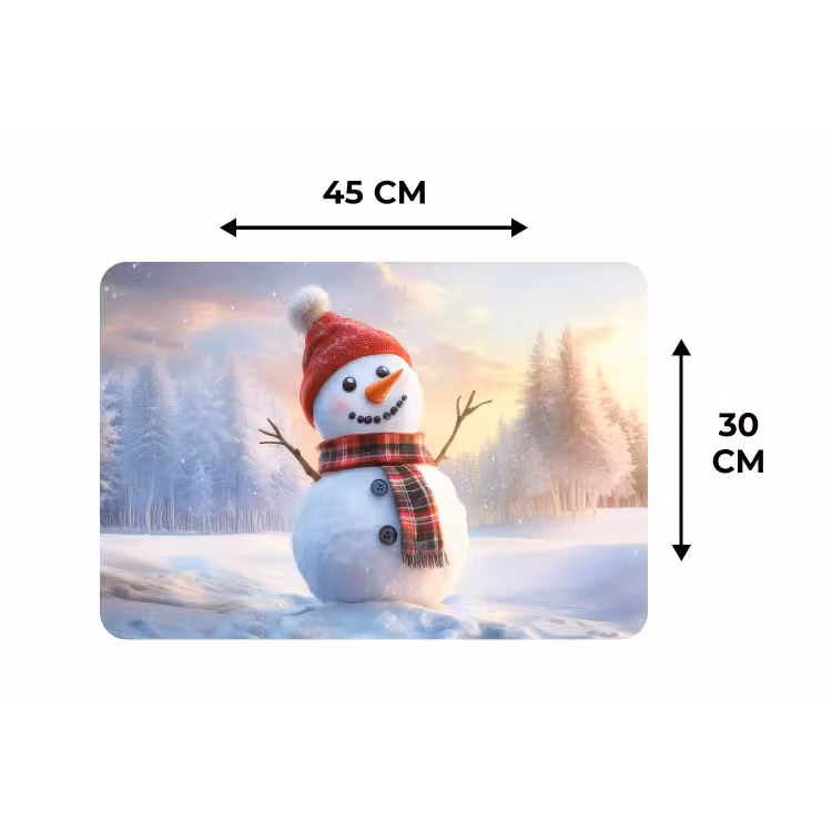 Placemat - 6 stuks - Sneeuwpop - Zonsondergang - Wit — 3