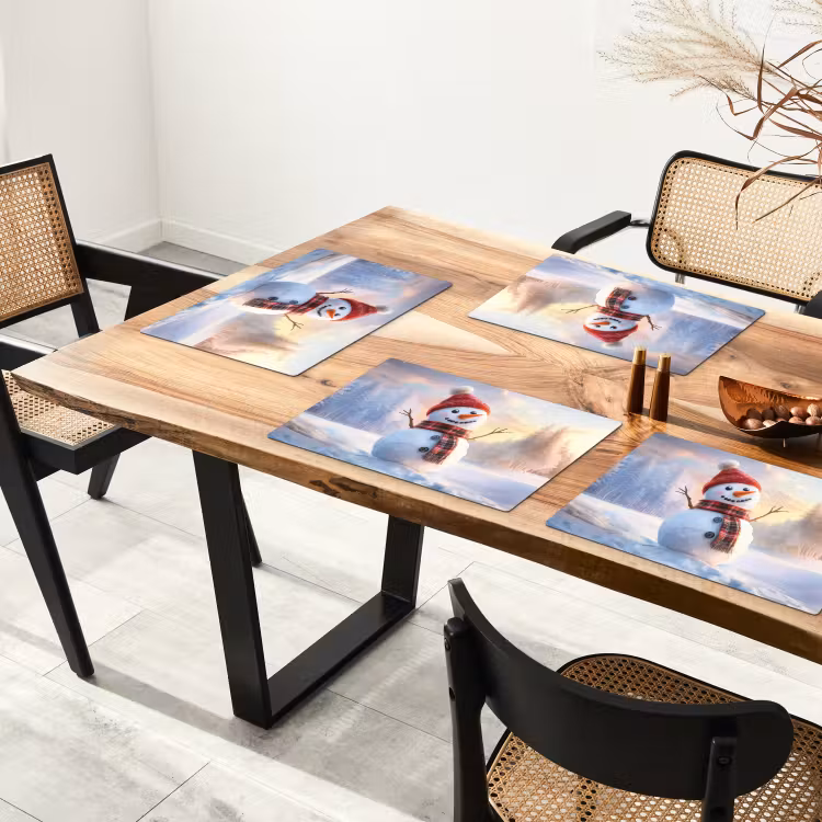 Placemat - 6 stuks - Sneeuwpop - Zonsondergang - Wit — 5