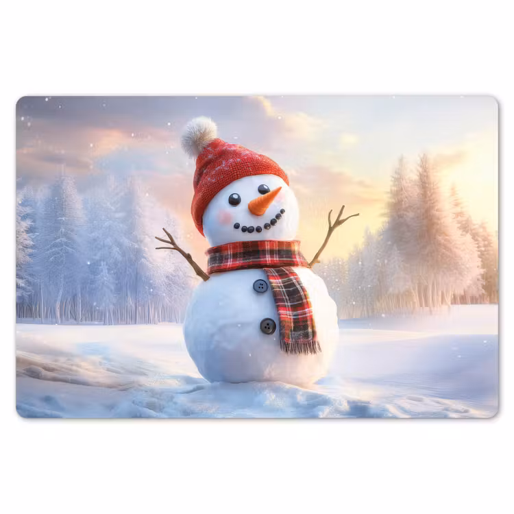 Placemat - 6 stuks - Sneeuwpop - Zonsondergang - Wit — 7
