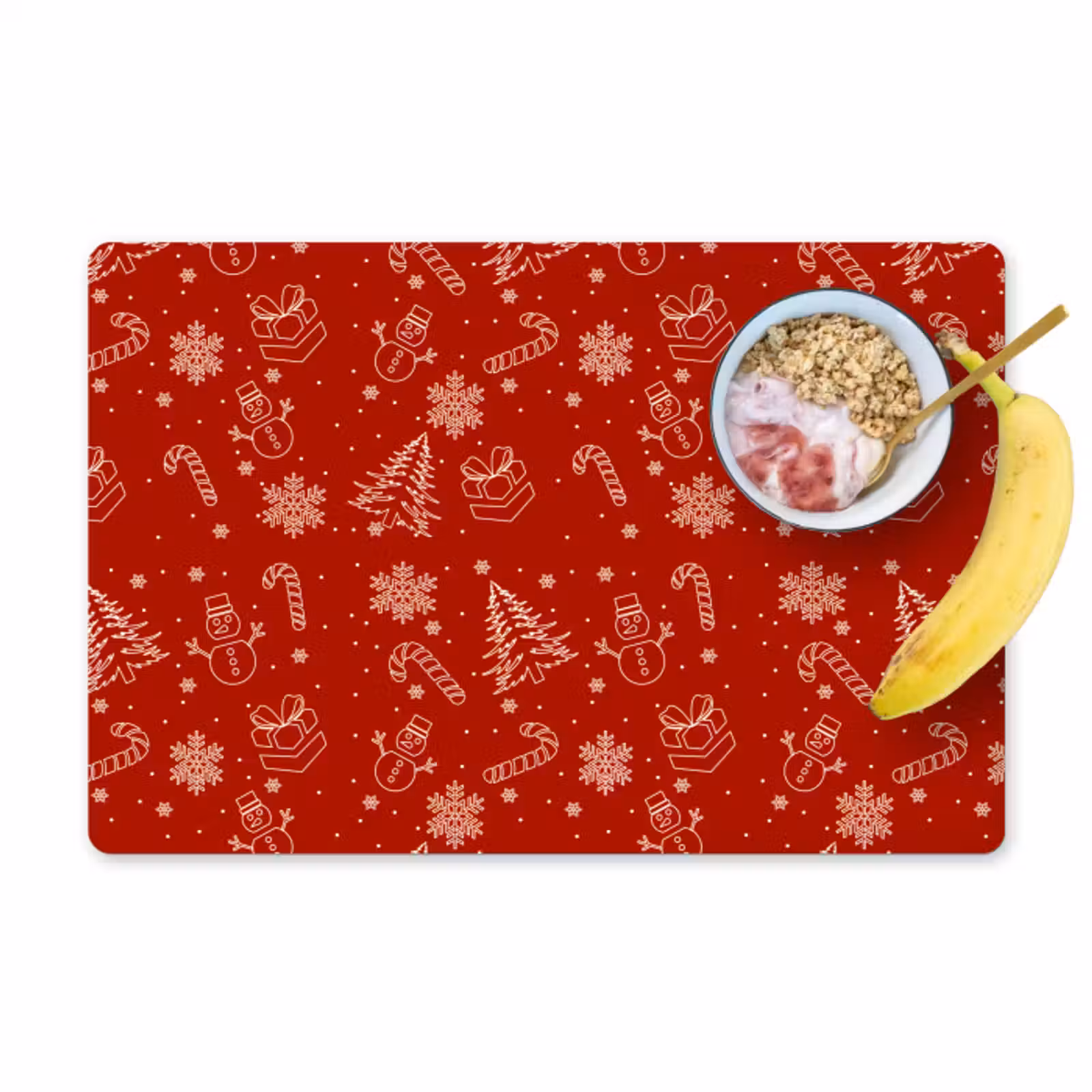 Placemat - 6 stuks - Illustratie - Kerstsymbolen - Rood — 1