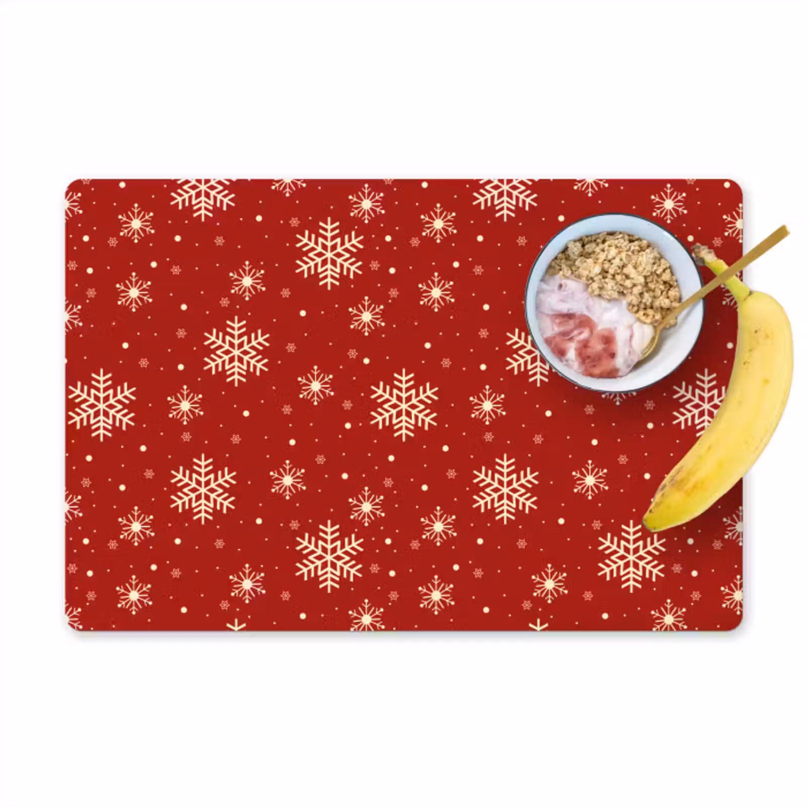 Placemat - 6 stuks - Illustratie - Sneeuwvlokken - Rood — 1