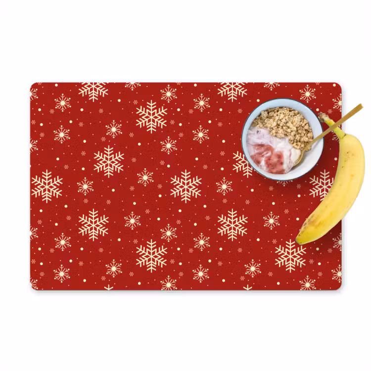 Placemat - 6 stuks - Illustratie - Sneeuwvlokken - Rood — 1