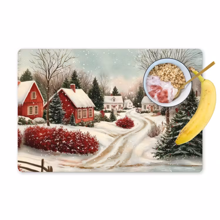 Placemat - 6 stuks - Kerstsfeer - Landelijk - Rood — 1