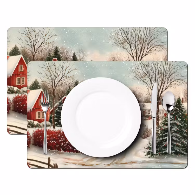 Placemat - 6 stuks - Kerstsfeer - Landelijk - Rood — 2