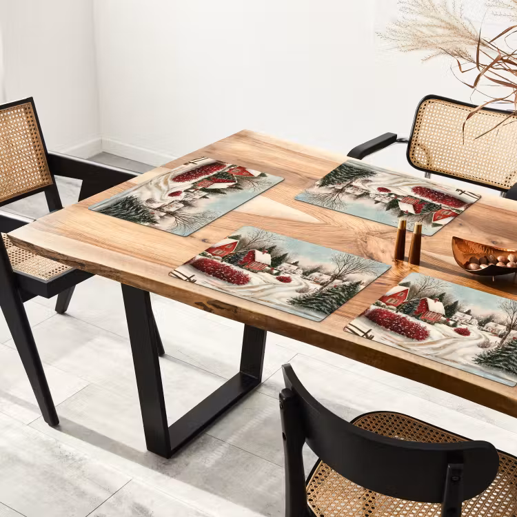 Placemat - 6 stuks - Kerstsfeer - Landelijk - Rood — 5