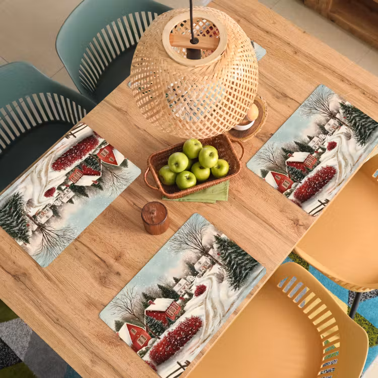 Placemat - 6 stuks - Kerstsfeer - Landelijk - Rood — 6