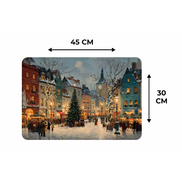 Placemat - 6 stuks - Kerstsfeer - Stadsplein - Kleurrijk — 3