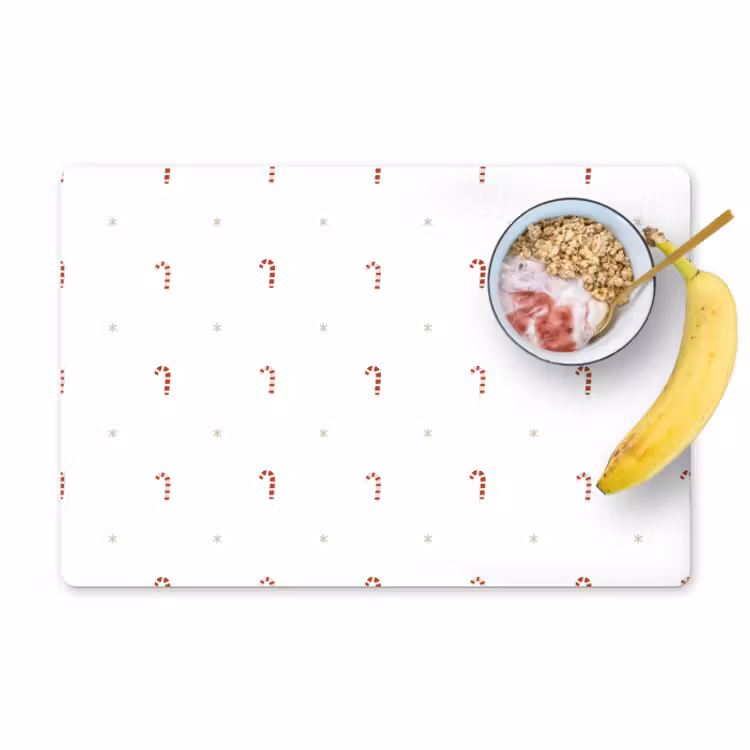 Placemat - 6 stuks - Patroon - Sterren - Zuurstok - Wit — 1