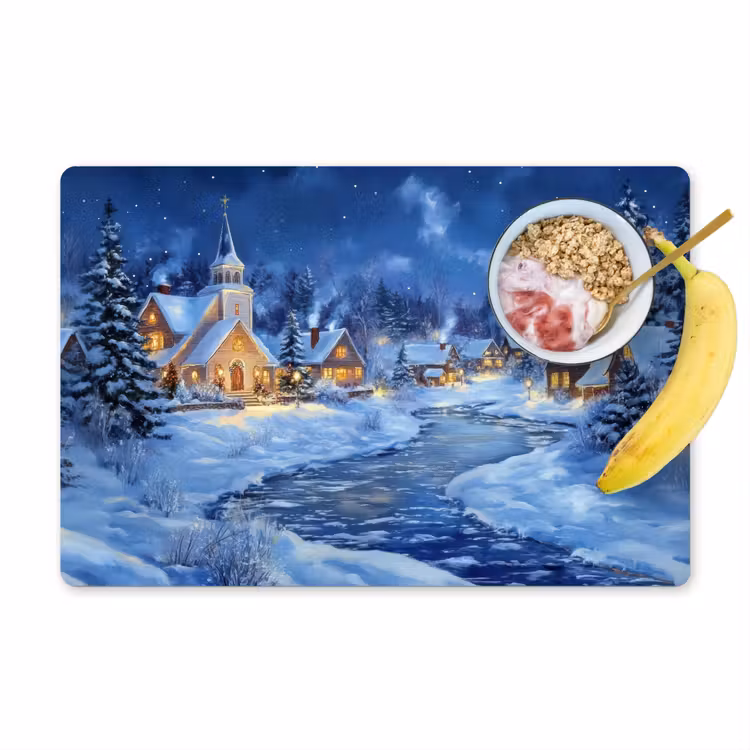 Placemat - 6 stuks - Winteravond - Kerstdorp - Donker — 1