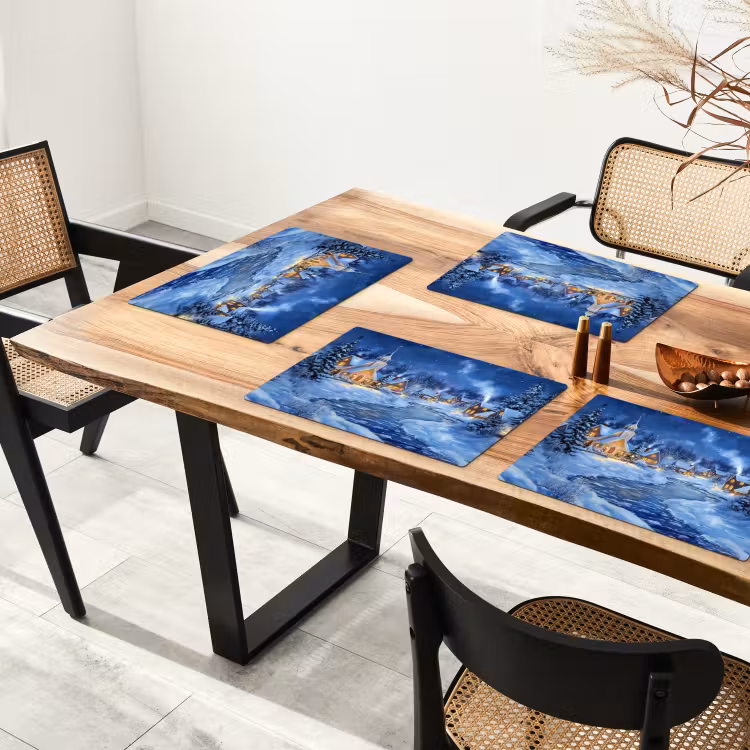 Placemat - 6 stuks - Winteravond - Kerstdorp - Donker — 5