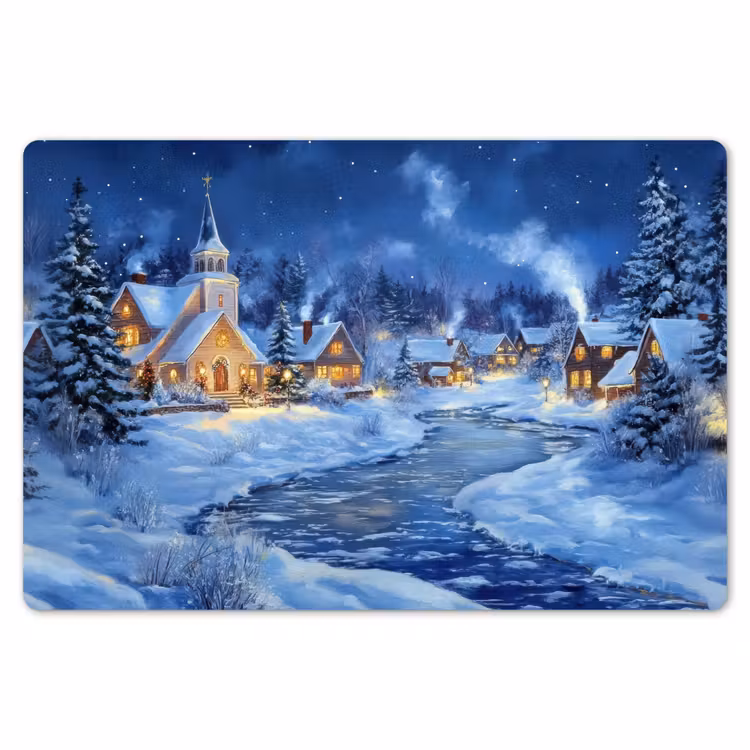 Placemat - 6 stuks - Winteravond - Kerstdorp - Donker — 7