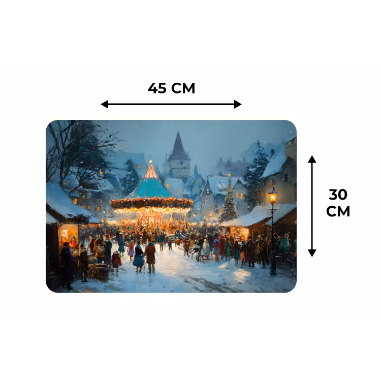 Placemat - 6 stuks - Winterkermis - Dorp - Kleurrijk — 3