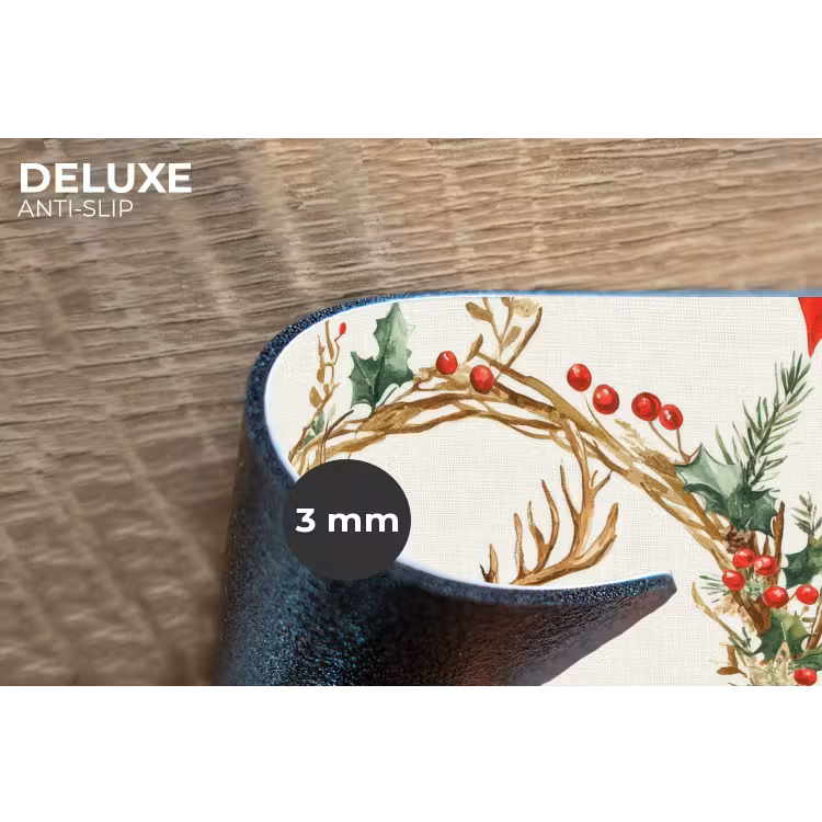 Placemat - 6 stuks - Kerstkrans - Hert - Hulst - Rood — 4