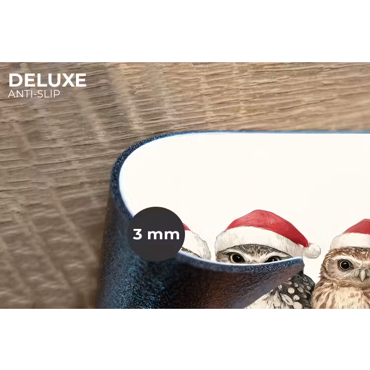 Placemat - 6 stuks - Uilen - Tak - Hulstblaadjes - Kerstmuts — 4
