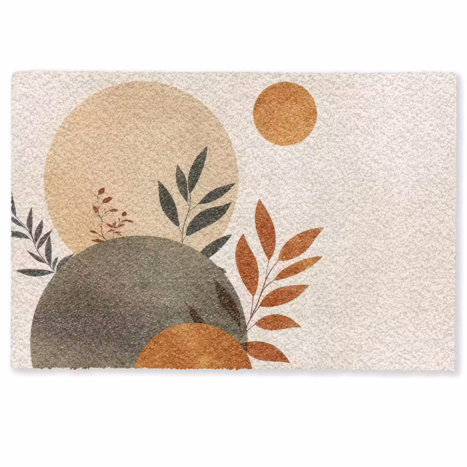 Deurmat - Vormen - Rond - Bladeren - Beige — 1