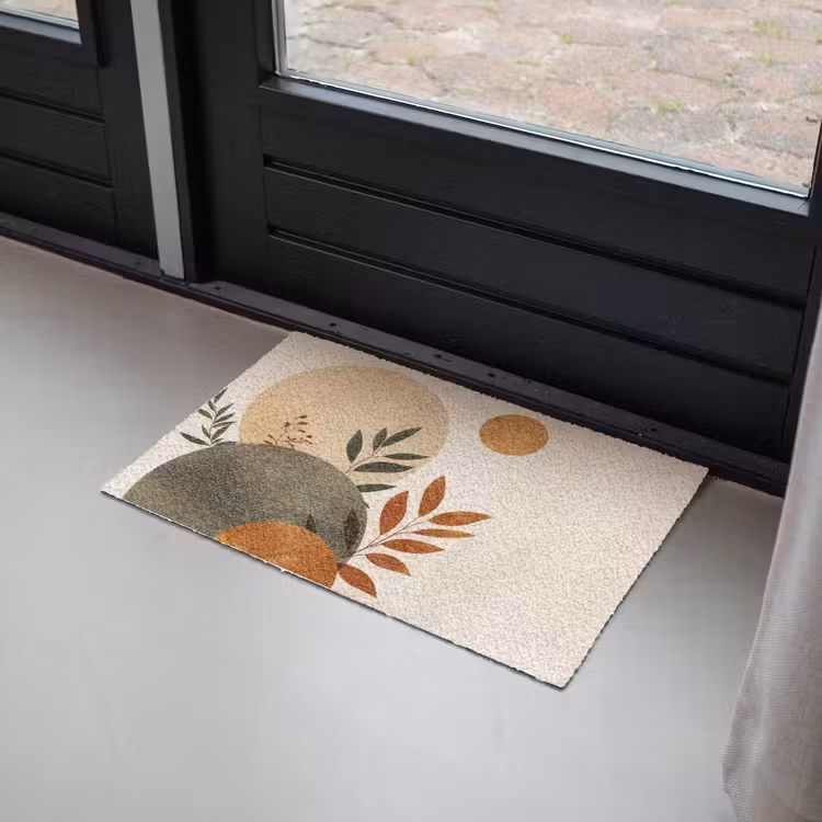 Deurmat - Vormen - Rond - Bladeren - Beige — 2