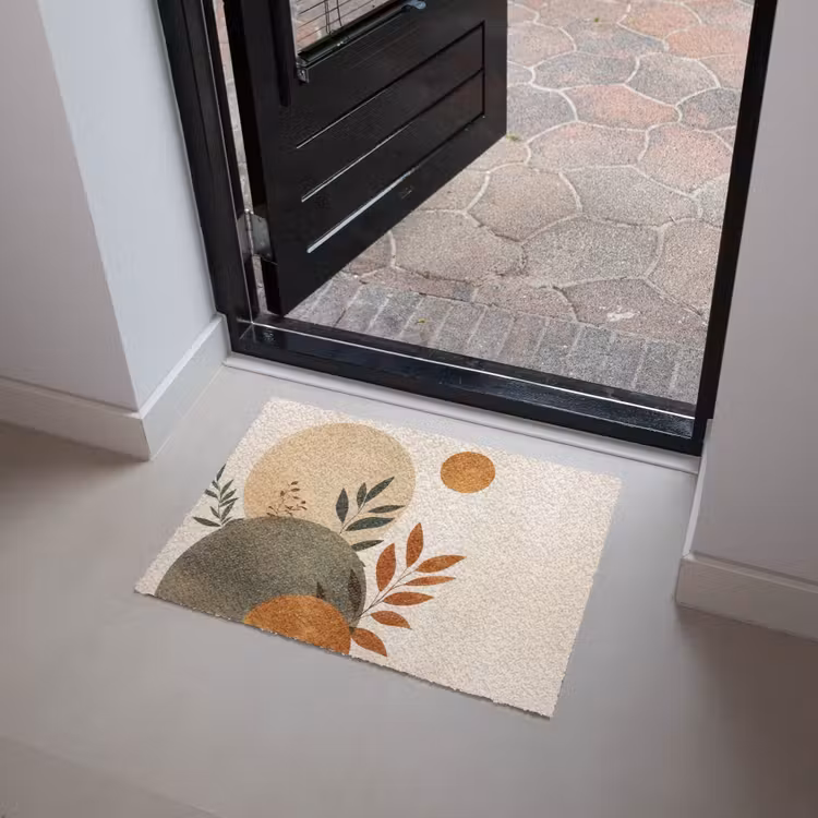 Deurmat - Vormen - Rond - Bladeren - Beige — 4