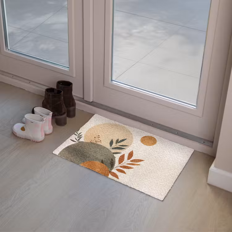 Deurmat - Vormen - Rond - Bladeren - Beige — 8