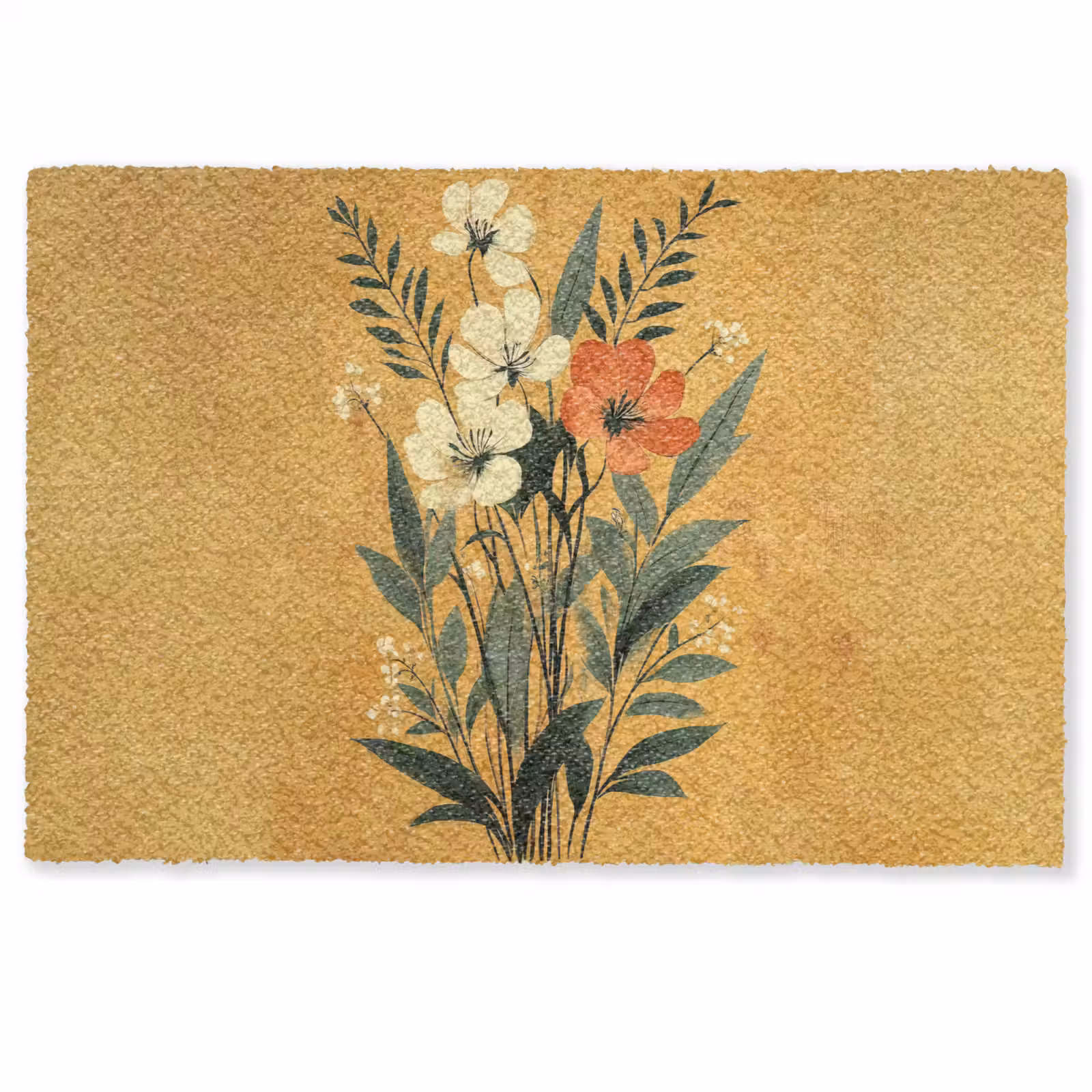 Deurmat - Bladeren - Boeket - Bloemen - Geel — 1
