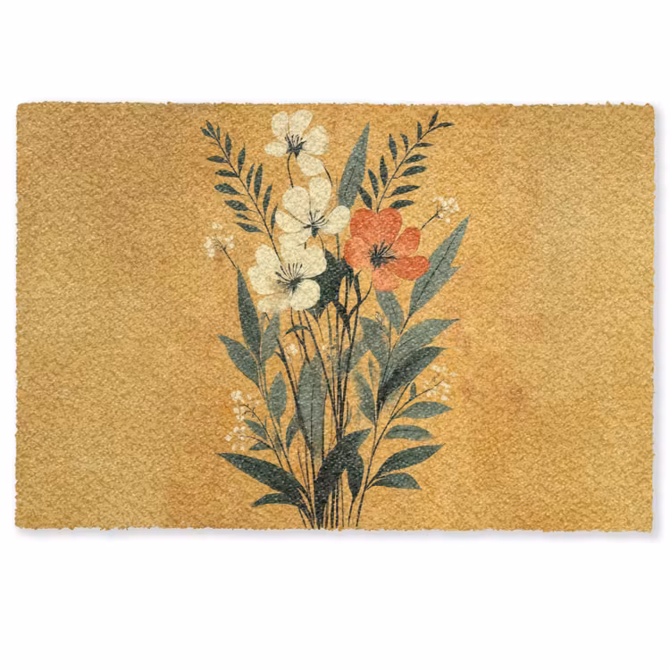 Deurmat - Bladeren - Boeket - Bloemen - Geel — 1